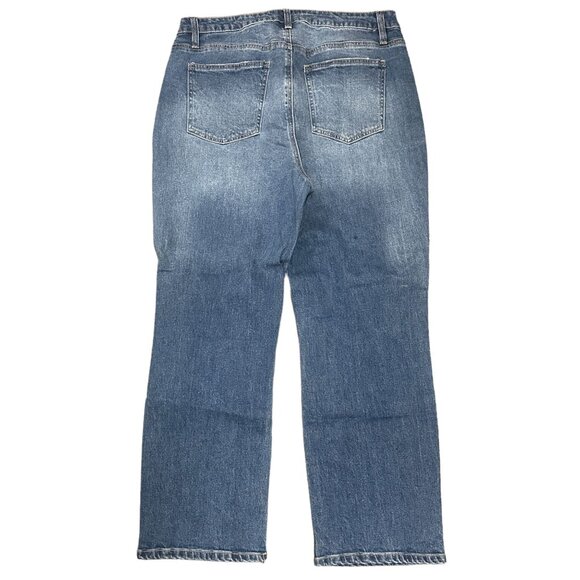NWT tgla Womens Plus Size 2X Blue Jeans Button Fly Straight Leg Ankle High Rise - Picture 16 of 16